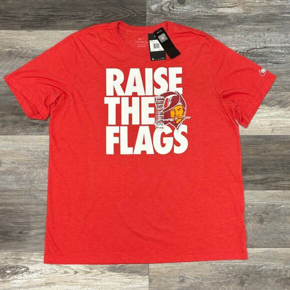 NWT NFL Tampa Bay Buccaneers Red Mens 2XL Raise the Flags The Nike Tee T-Shirt - Picture 2 of 10